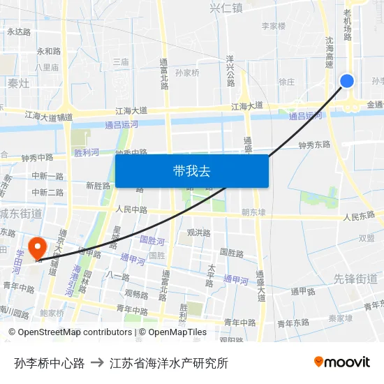 孙李桥中心路 to 江苏省海洋水产研究所 map