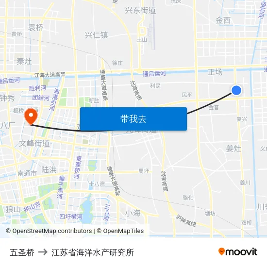 五圣桥 to 江苏省海洋水产研究所 map