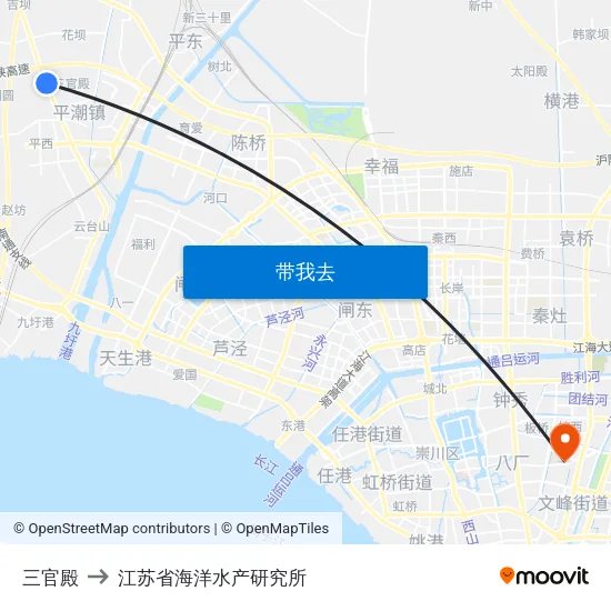 三官殿 to 江苏省海洋水产研究所 map