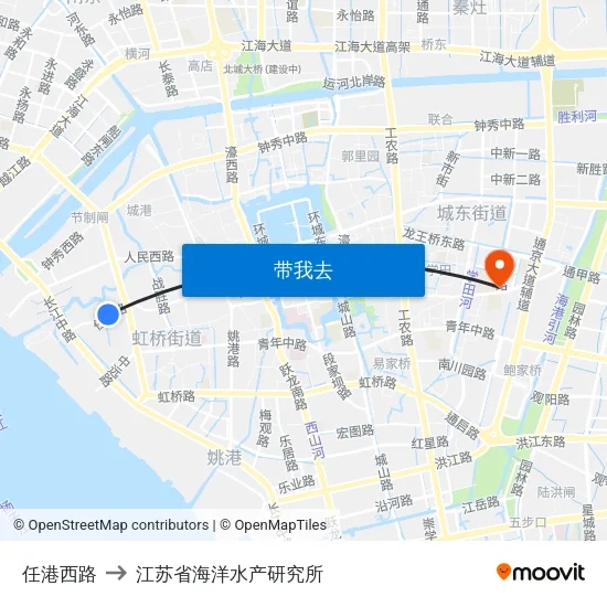 任港西路 to 江苏省海洋水产研究所 map