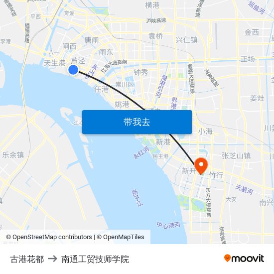 古港花都 to 南通工贸技师学院 map