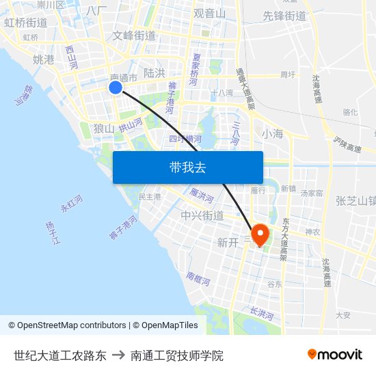 世纪大道工农路东 to 南通工贸技师学院 map