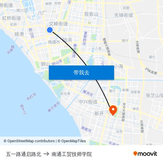 五一路通启路北 to 南通工贸技师学院 map