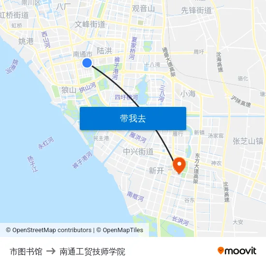 市图书馆 to 南通工贸技师学院 map