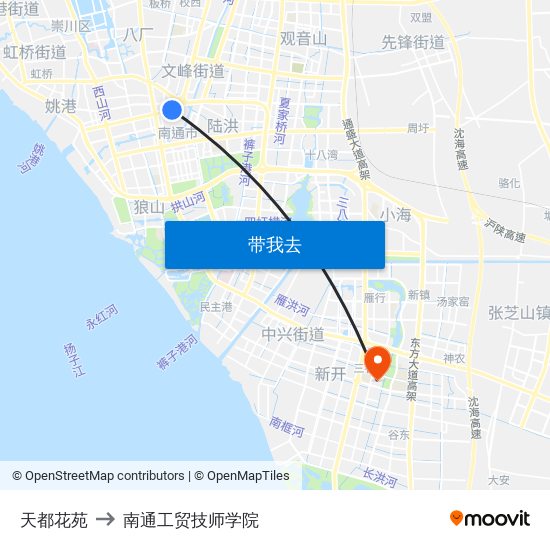 天都花苑 to 南通工贸技师学院 map