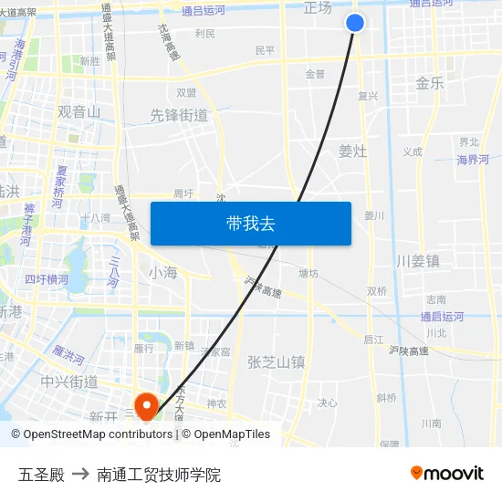 五圣殿 to 南通工贸技师学院 map