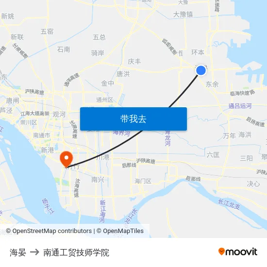 海晏 to 南通工贸技师学院 map