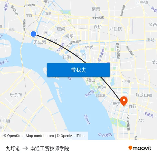 九圩港 to 南通工贸技师学院 map