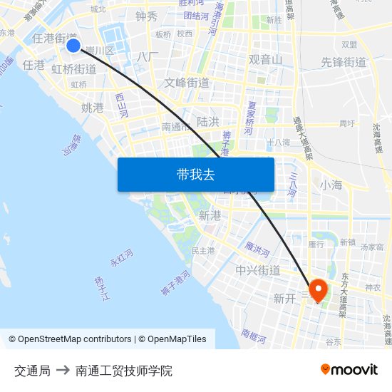 交通局 to 南通工贸技师学院 map