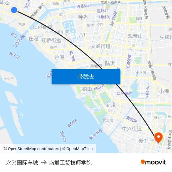 永兴国际车城 to 南通工贸技师学院 map