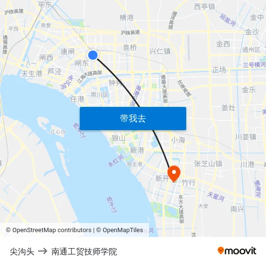 尖沟头 to 南通工贸技师学院 map