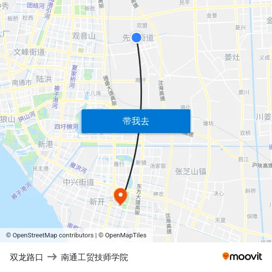 双龙路口 to 南通工贸技师学院 map