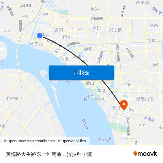 黄海路天生路东 to 南通工贸技师学院 map