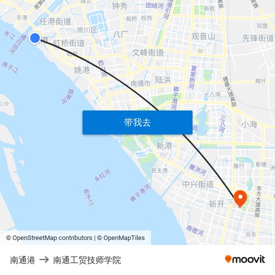 南通港 to 南通工贸技师学院 map