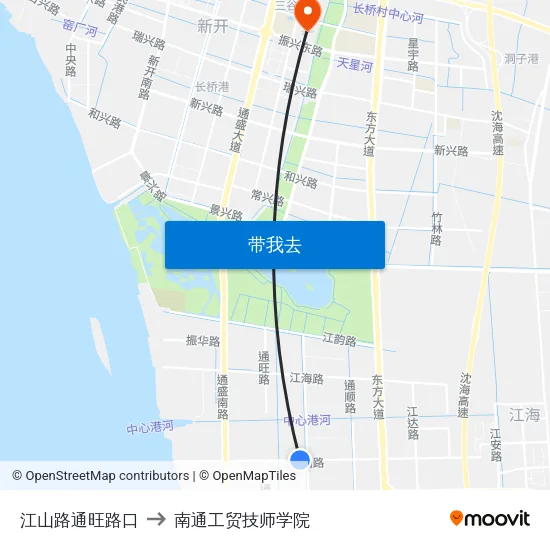 江山路通旺路口 to 南通工贸技师学院 map