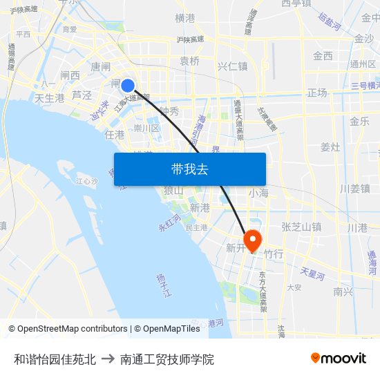 和谐怡园佳苑北 to 南通工贸技师学院 map