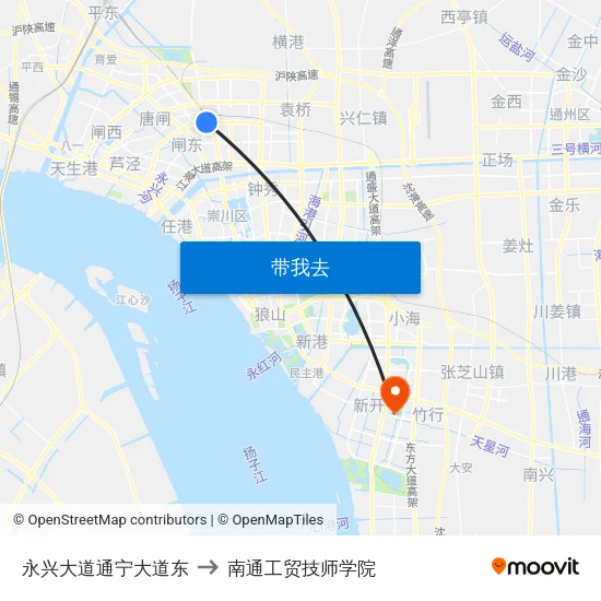 永兴大道通宁大道东 to 南通工贸技师学院 map