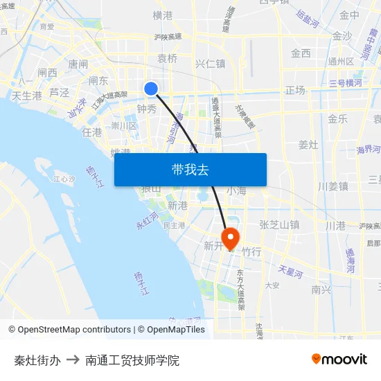 秦灶街办 to 南通工贸技师学院 map