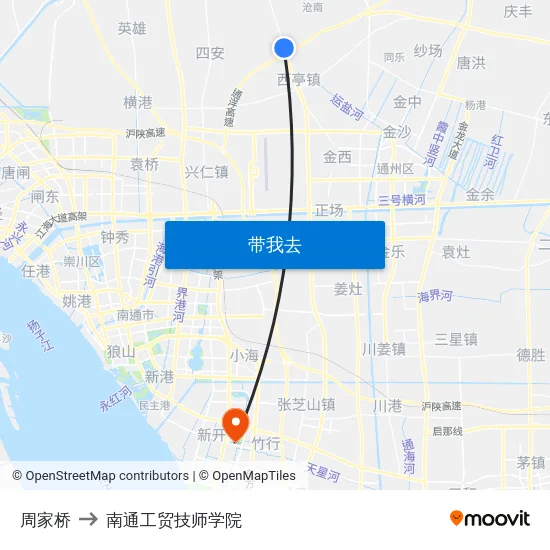 周家桥 to 南通工贸技师学院 map