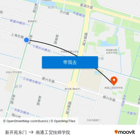 新开苑东门 to 南通工贸技师学院 map
