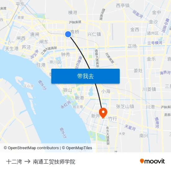 十二湾 to 南通工贸技师学院 map