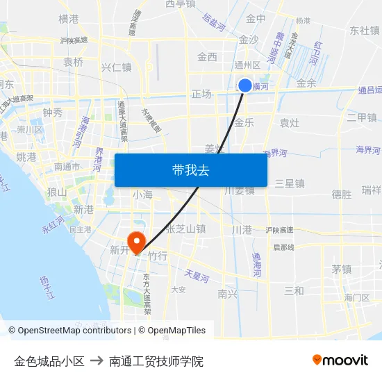 金色城品小区 to 南通工贸技师学院 map