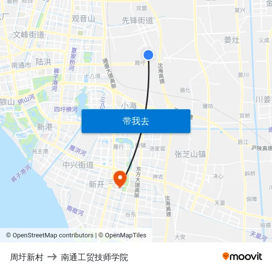 周圩新村 to 南通工贸技师学院 map