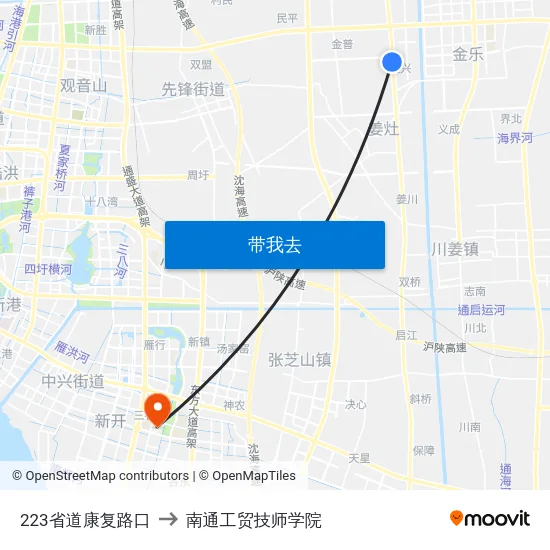223省道康复路口 to 南通工贸技师学院 map