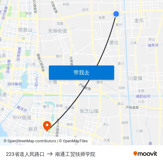 223省道人民路口 to 南通工贸技师学院 map