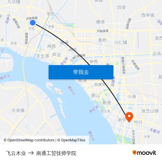 飞云木业 to 南通工贸技师学院 map