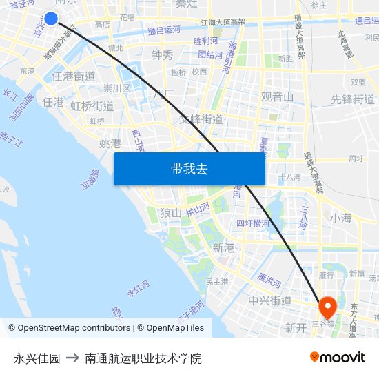 永兴佳园 to 南通航运职业技术学院 map