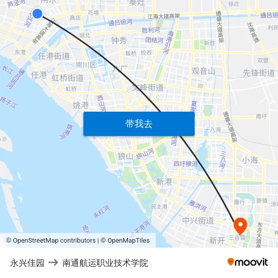永兴佳园 to 南通航运职业技术学院 map