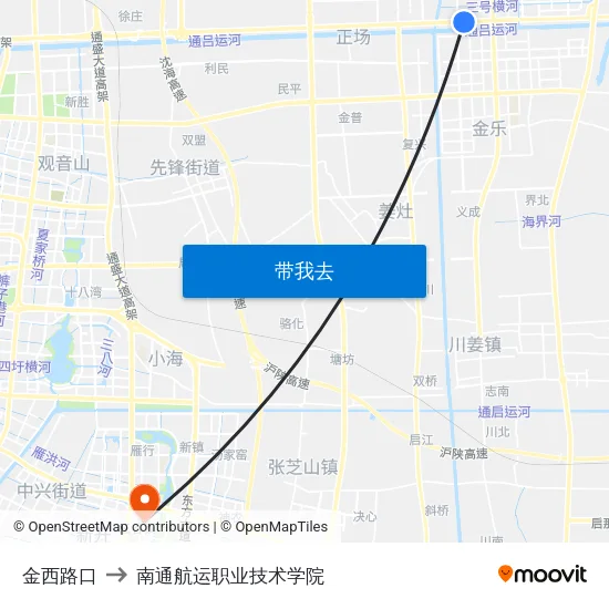 金西路口 to 南通航运职业技术学院 map
