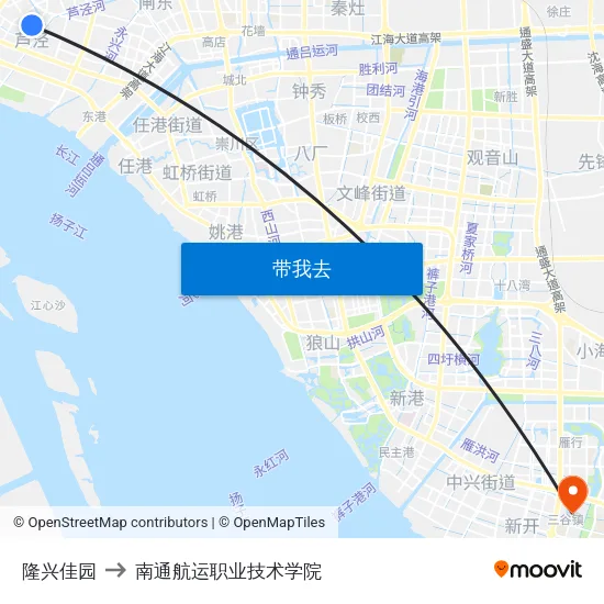 隆兴佳园 to 南通航运职业技术学院 map