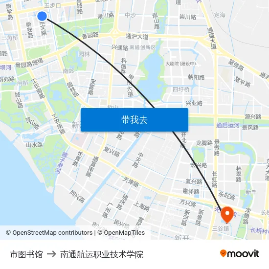 市图书馆 to 南通航运职业技术学院 map