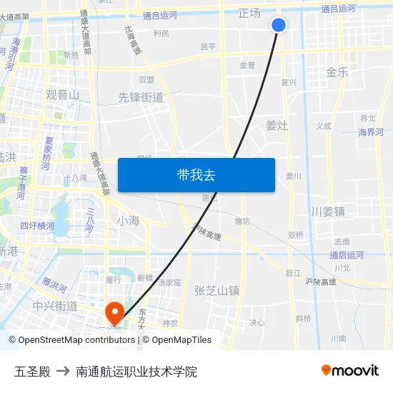 五圣殿 to 南通航运职业技术学院 map