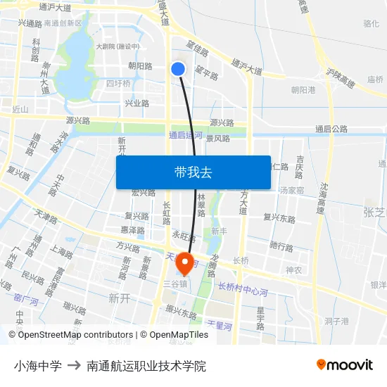 小海中学 to 南通航运职业技术学院 map