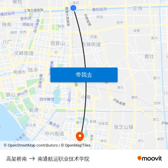 高架桥南 to 南通航运职业技术学院 map