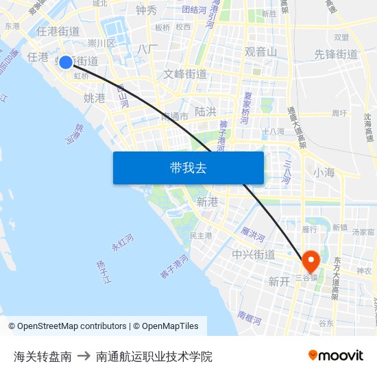 海关转盘南 to 南通航运职业技术学院 map