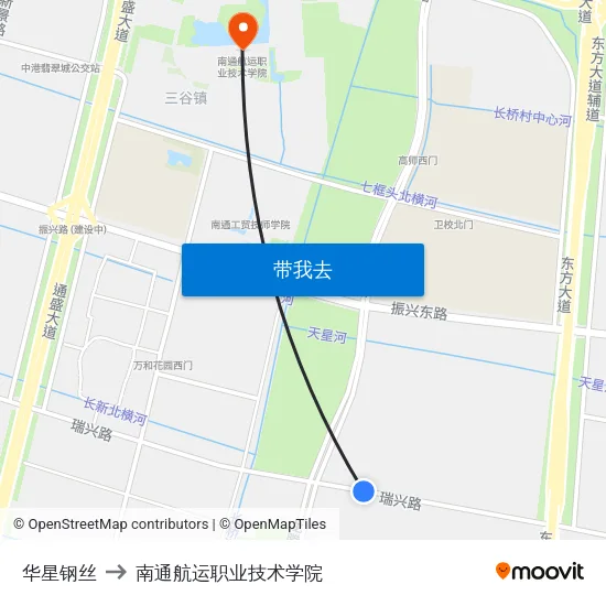 华星钢丝 to 南通航运职业技术学院 map