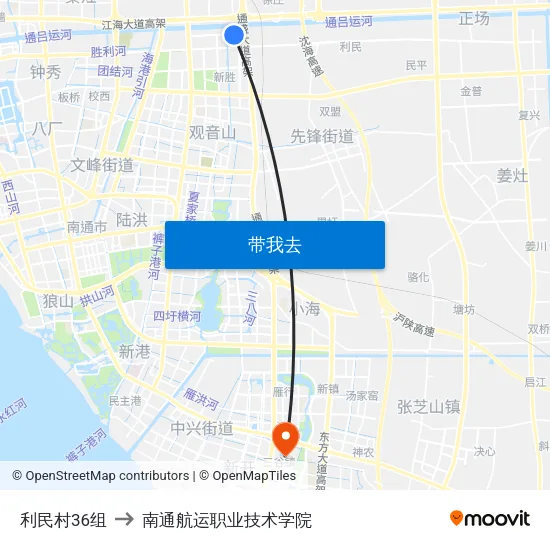 利民村36组 to 南通航运职业技术学院 map
