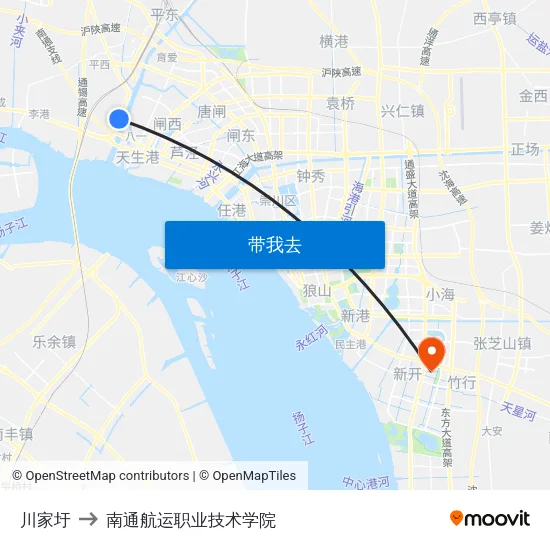 川家圩 to 南通航运职业技术学院 map