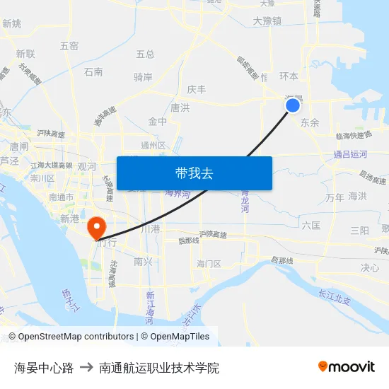 海晏中心路 to 南通航运职业技术学院 map