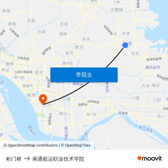桁门桥 to 南通航运职业技术学院 map