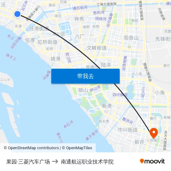 果园·三菱汽车广场 to 南通航运职业技术学院 map