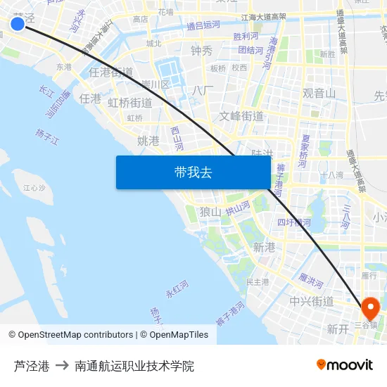 芦泾港 to 南通航运职业技术学院 map