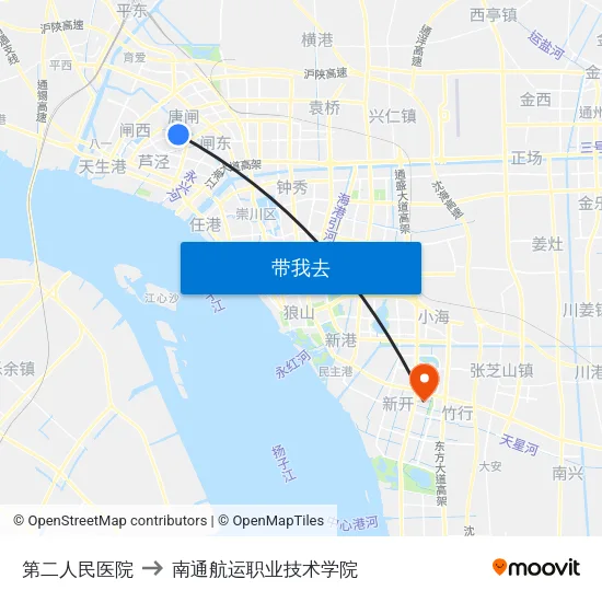 第二人民医院 to 南通航运职业技术学院 map