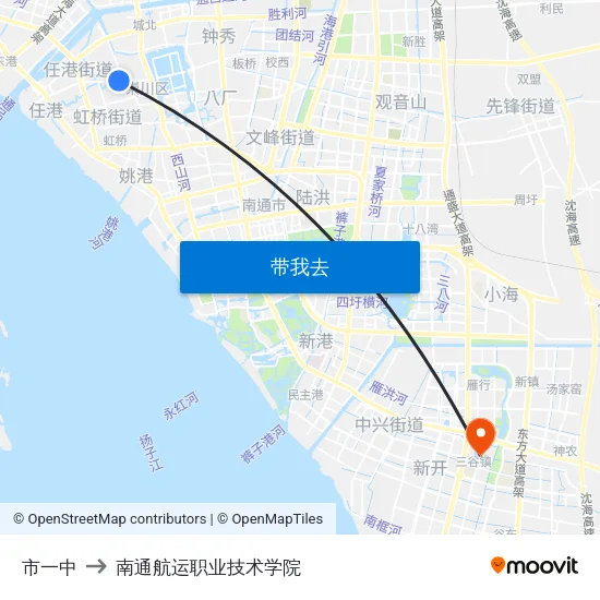 市一中 to 南通航运职业技术学院 map