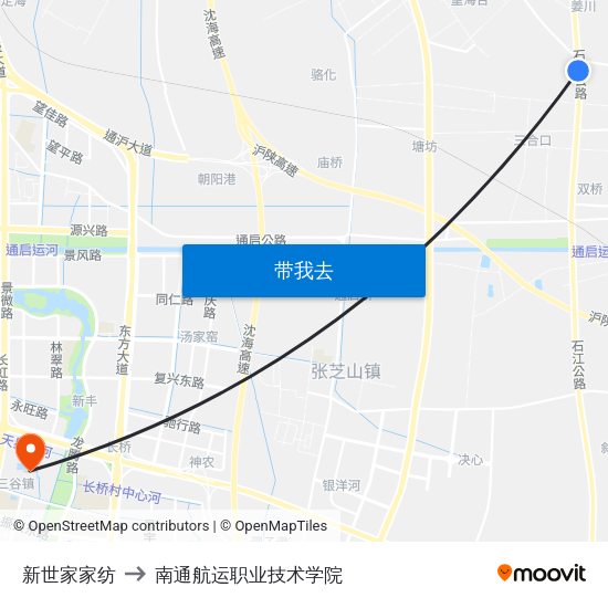 新世家家纺 to 南通航运职业技术学院 map
