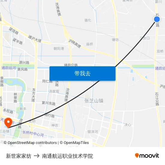 新世家家纺 to 南通航运职业技术学院 map